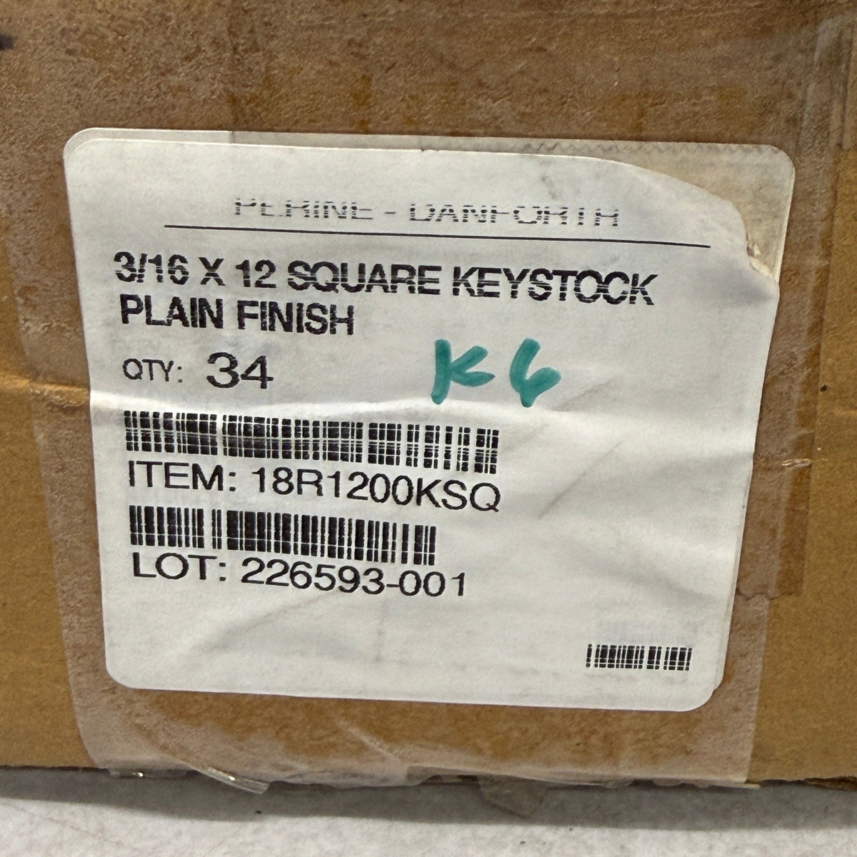 Pack of 34 Perrine-Danforth 3/16 x 12 Square Keystock Plain Finish