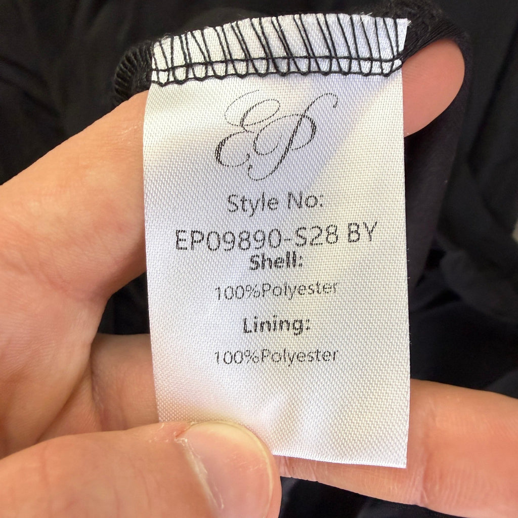 MSRP $86 Ever-Pretty Women's XXL Black Chiffon V-neck Ruched Waist A-line Ball