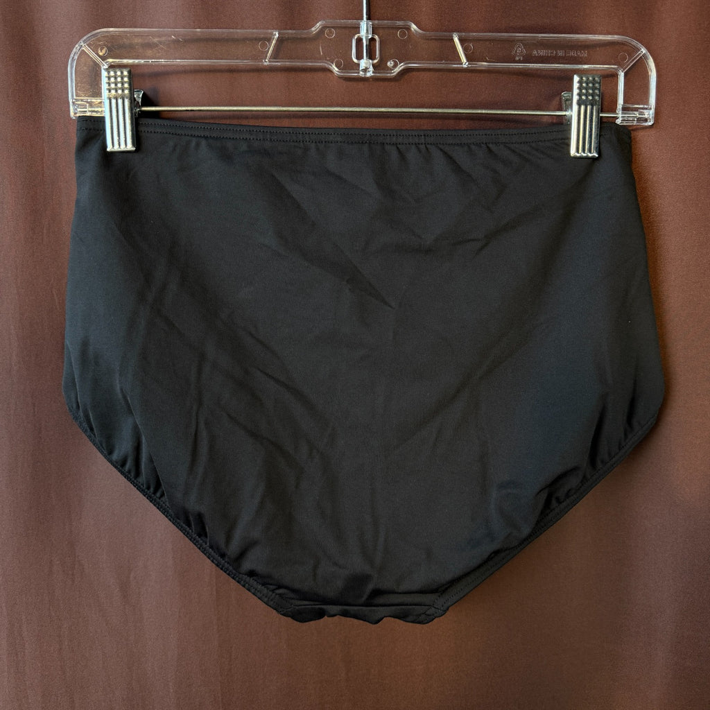 Lands' End Women's L LONG Ruched Retro High Waisted Bikini Swim Bottoms Tummy Co