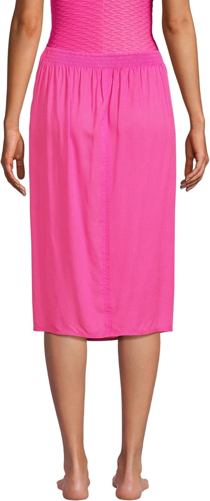 Lands' End Women's M-1X LONG Sheer Modal Twist Front Swim Cover-up Skirt Knee Le