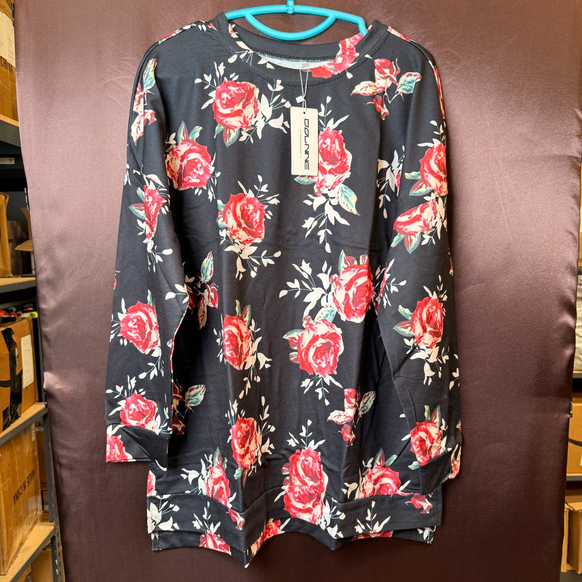 DOLNINE Women's Plus-Size 14W-16W Sweatshirt Casual Top Side Slit Pullover Shirt