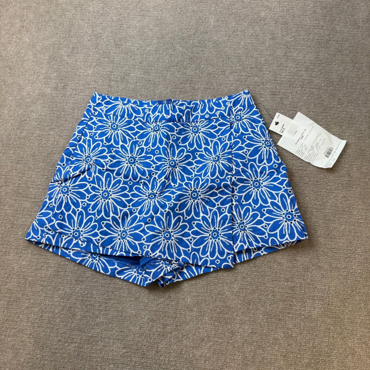 MSRP $44 By & By Womens S Blue Floral Eyelet Wrap Skort Daisy Summer