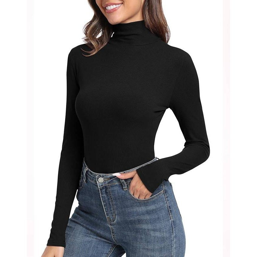 MSRP $26 GEMBERA Women's XL Long Sleeve Turtle Neck Basic Slim Fitted Ribbed K