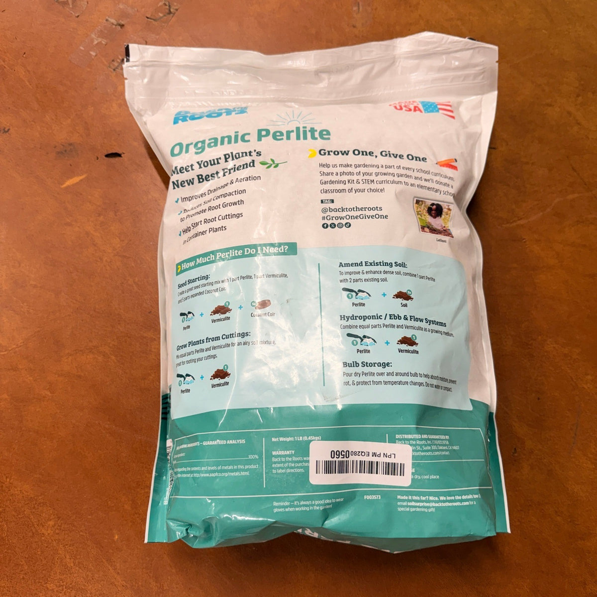 Back to The Roots 100% Organic Perlite 8qt for Indoor and Outdoor Plants