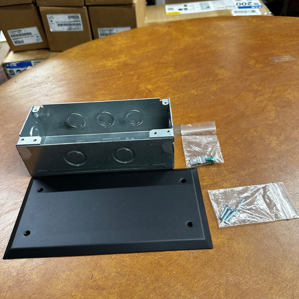 Commscope 1375045-1 Undercarpet Flush Surface Wall Mounting Box and Cover, Black