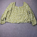 MSRP $44 a.n.a Women's XXL Petite Etched Floral Green Cropped Blouse Top Long