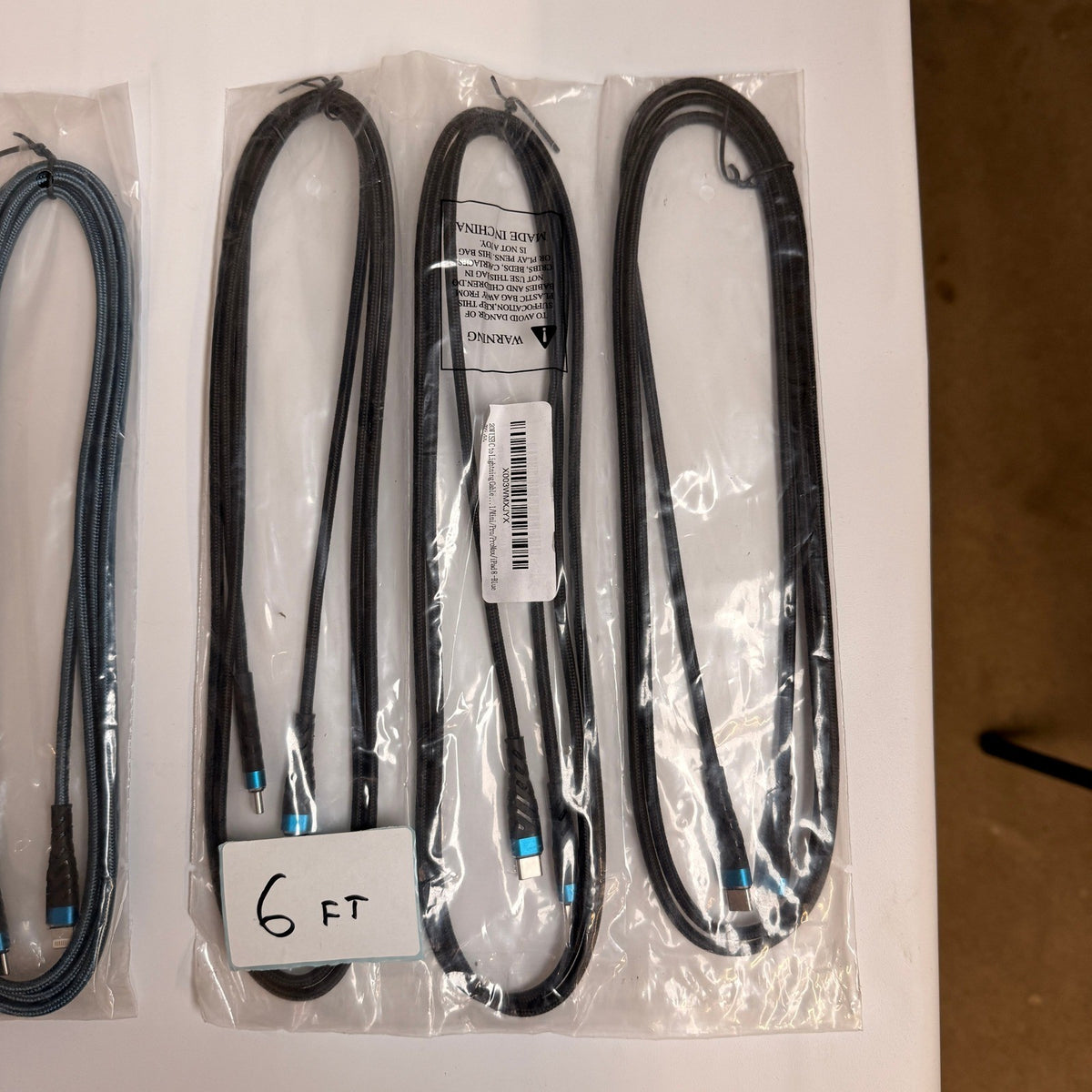Lot of 6 USB C to Lightning 20W Fast Charging Braided Cables 6ft 10ft