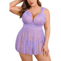 MSRP $26 Avidlove Women's Plus Size 20W Lilac Lingeire Lace Babydoll Mesh