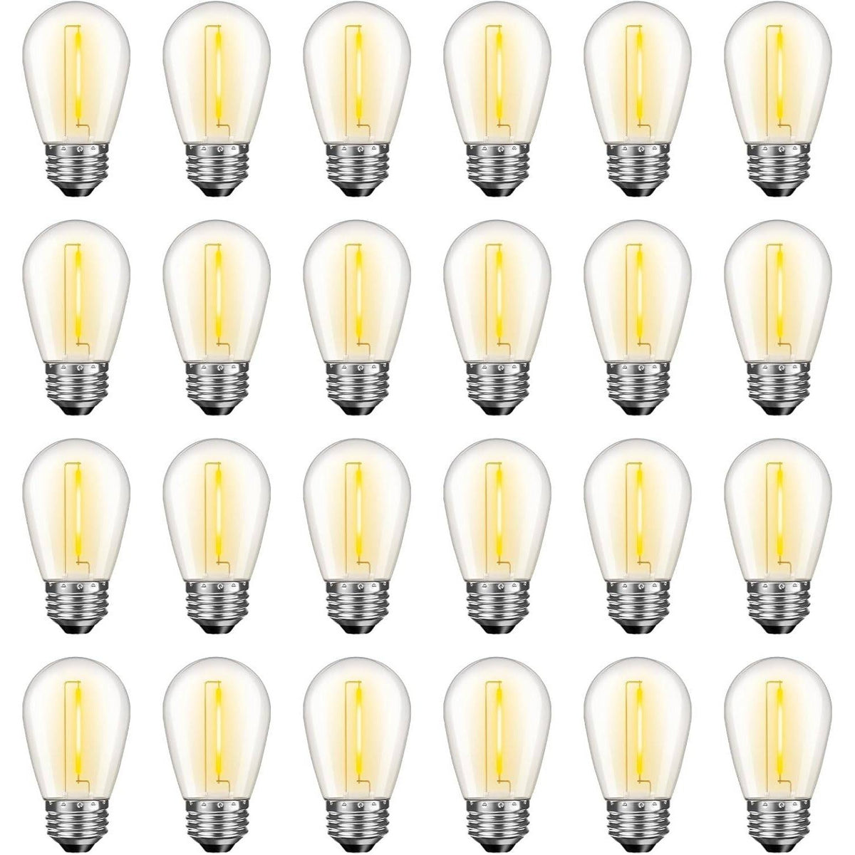 Pack of 24 GvvooHome LED S14 Replacement Light Bulbs E26 2200K Warm White, Wate