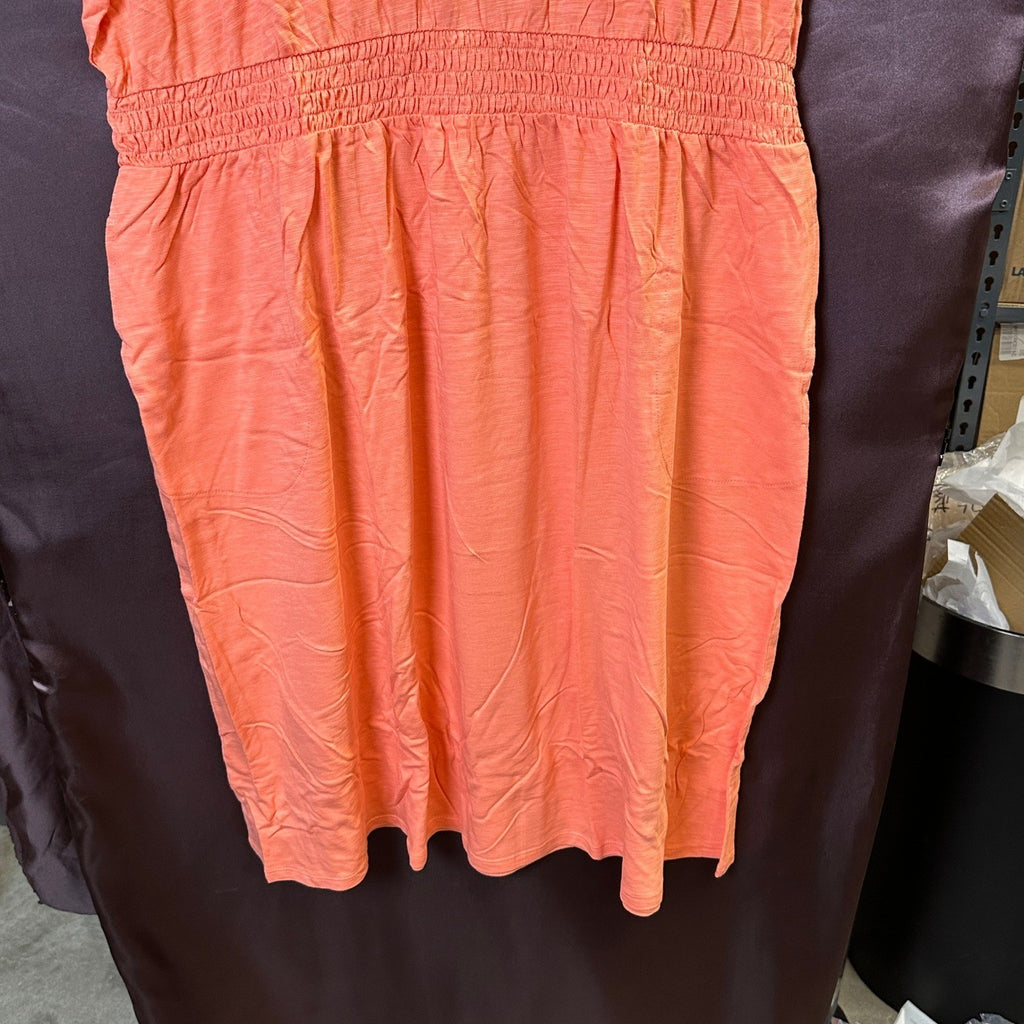 Belle by Kim Gravel Women's 2XP Paradise Coral Smocked Waist Dress Slub Knit