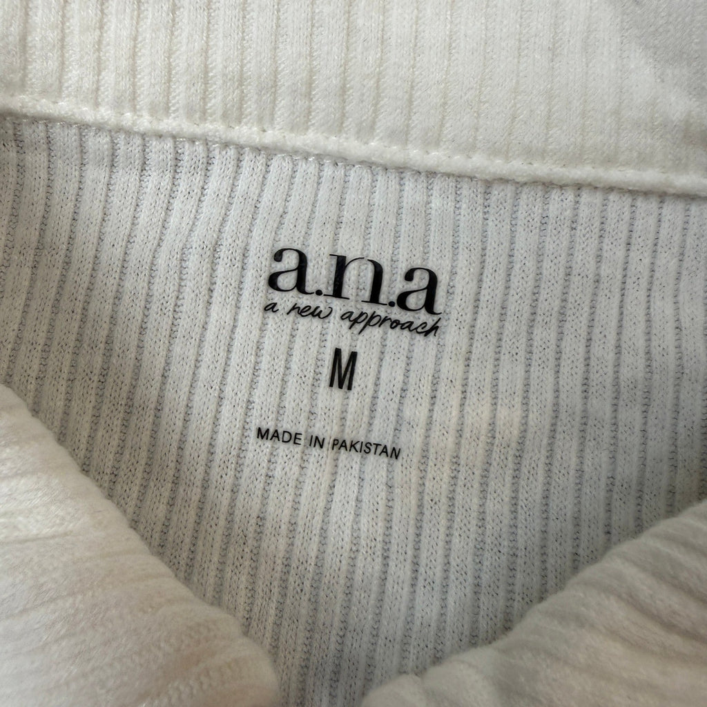 MSRP $38 a.n.a Womens M Snowdrift Long Sleeve Rib Polo Shirt Two Way Zipper