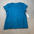 MSRP $18 Liz Claiborne Womens XXL Deep Lagoon T-Shirt Crew Neck Short Sleeve