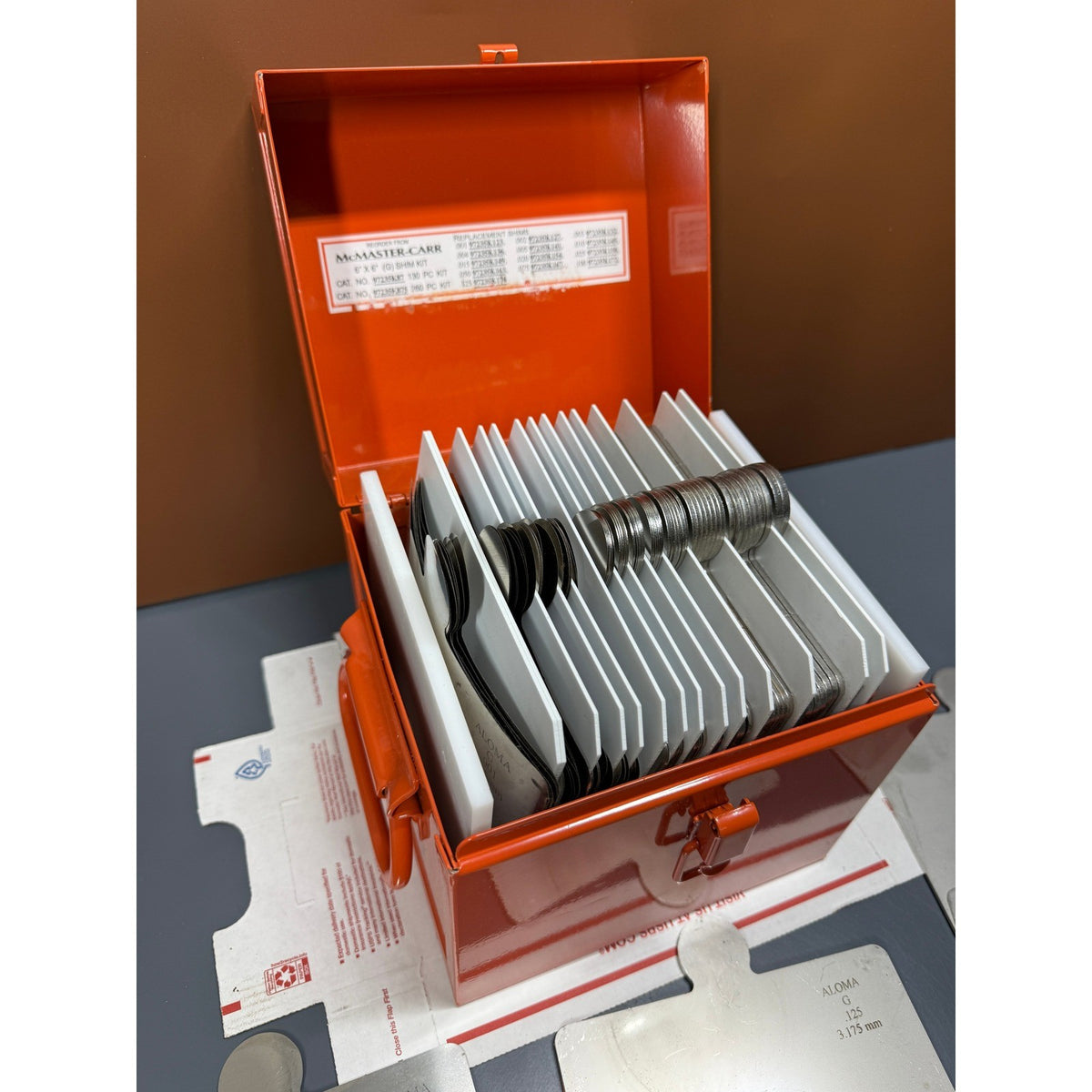 Aloma 113 Pcs G Shim Set 6x6" For Use Up To 2 1/4" Bolt Size 97235K87 INCOMPLETE
