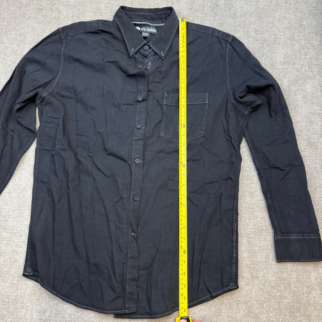 MSRP $50 U.S Forces Man's Sz L Black Button Up Long Sleeve Shirt Contrast Stitc