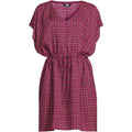 Lands End Womens L-1X LONG Sheer Oversized Short Sleeve Gathered Waist Swim Dres