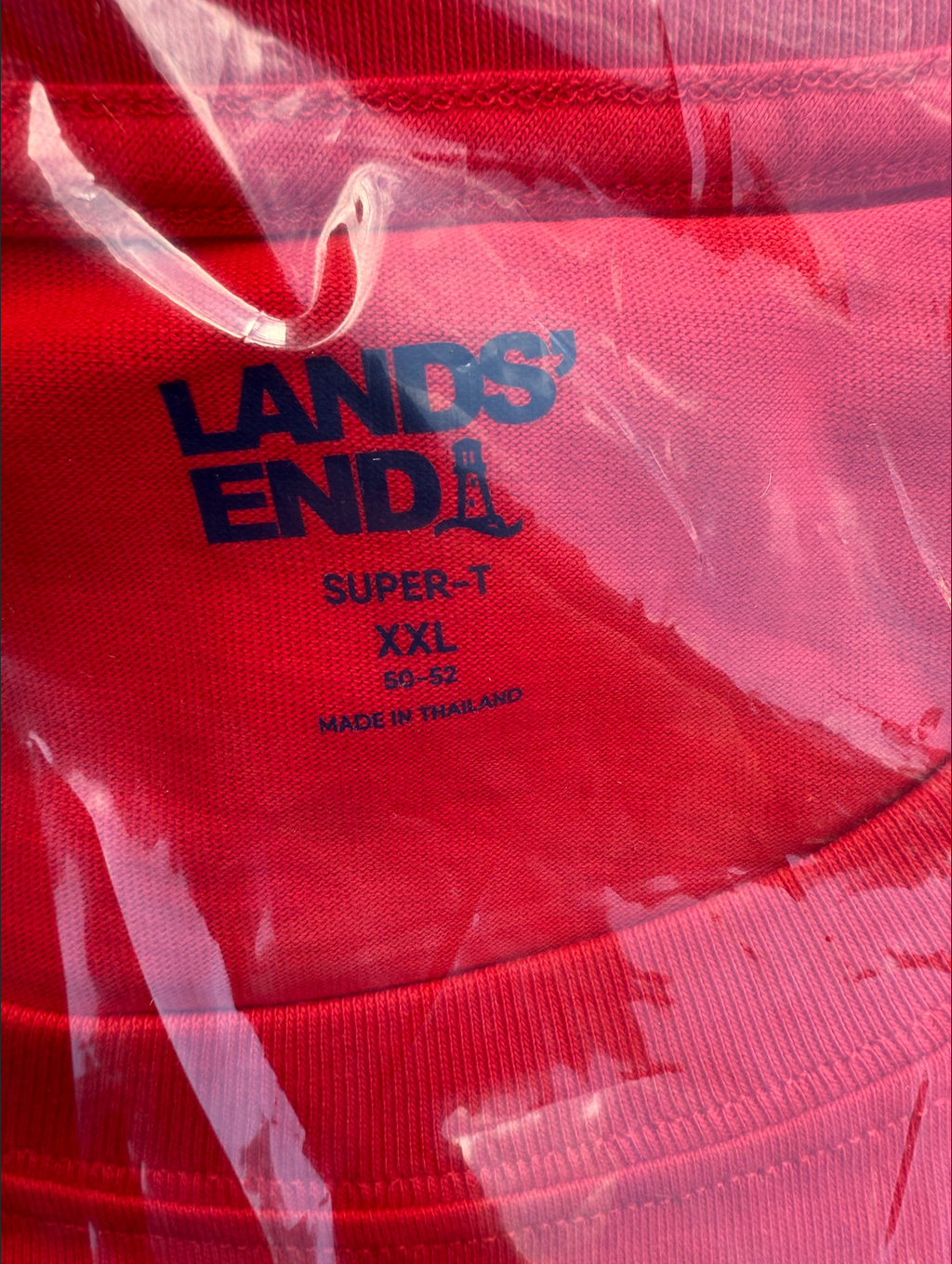 Lands' End Super-T Short Sleeve Men's T-Shirt Size L Compass Red 60393
