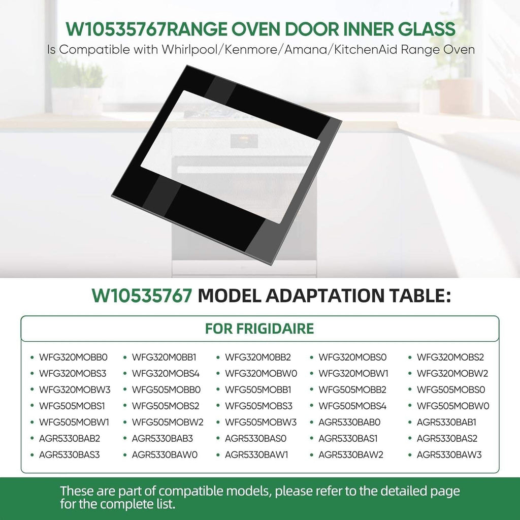 W10535767 WPW10535767 Range Oven Door Inner Glass Replacement Compatible with