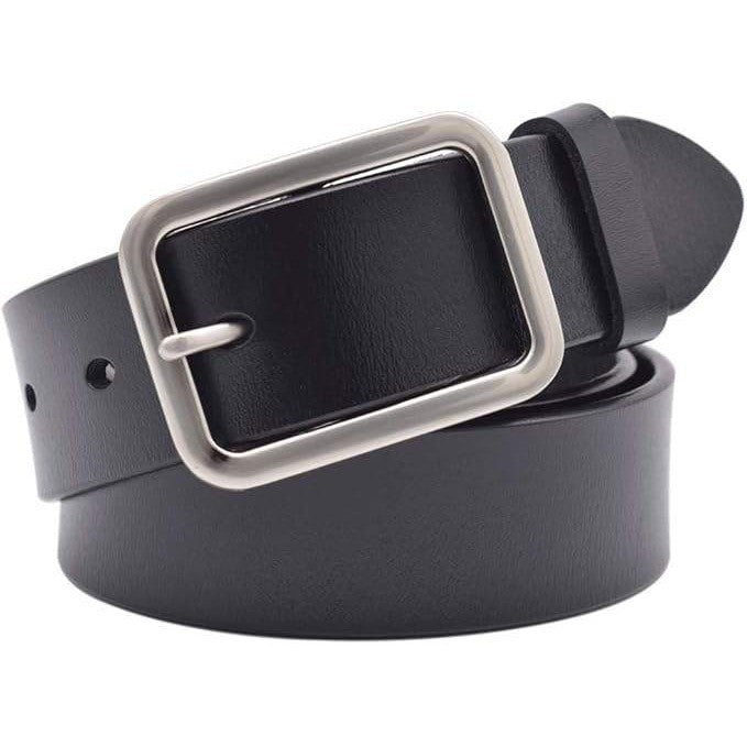 VONSELY Womens 25"-29" Black Leather Waist Belt with Pin Buckles