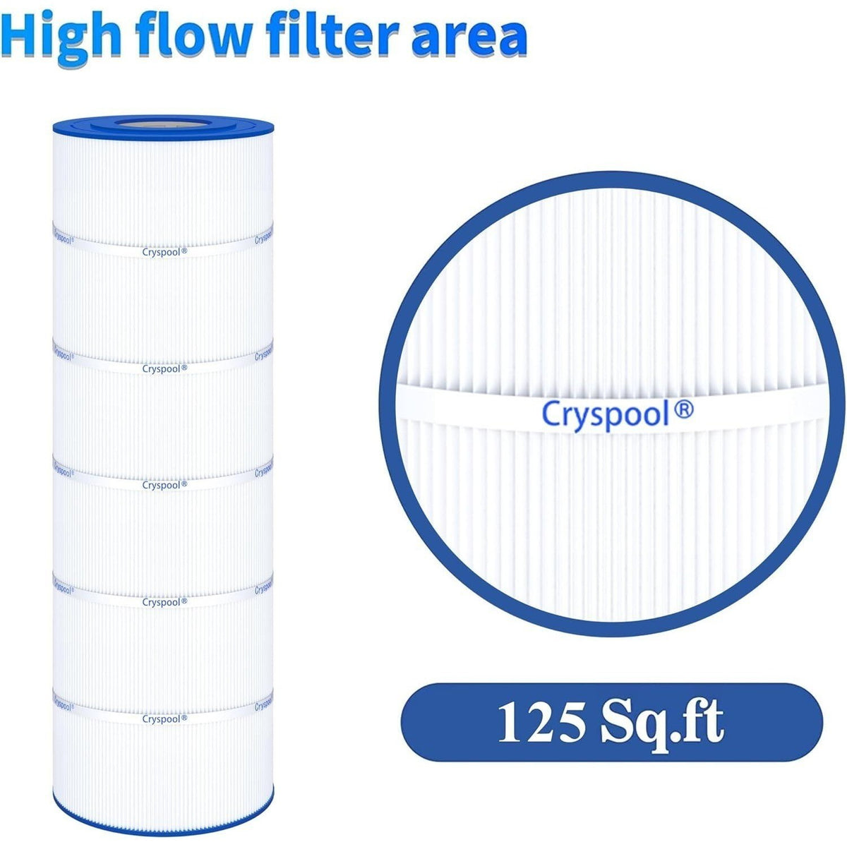 Cryspool CP-08058 Pool Filter Cartridge 125 Sq Ft, Compatible w/ PWWPC125B