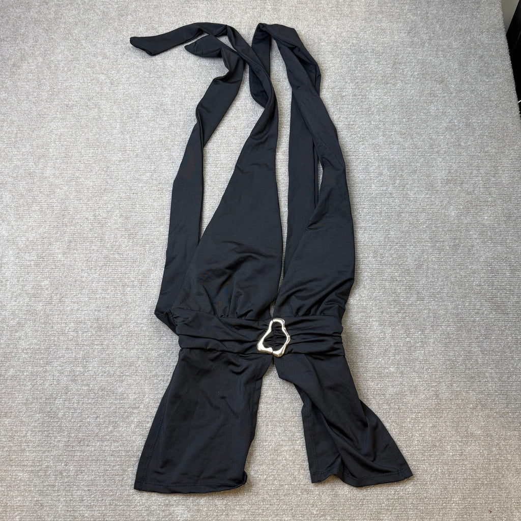 MSRP $26 Verdusa Women's S Tie Backless Halter Top Deep V Neck Y2k Clothes Sle
