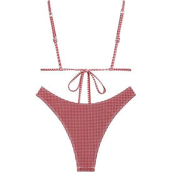 MSRP $48 seamoly Womens S Red Gingham Bikini Sets Triangle Two Piece Swimsuit