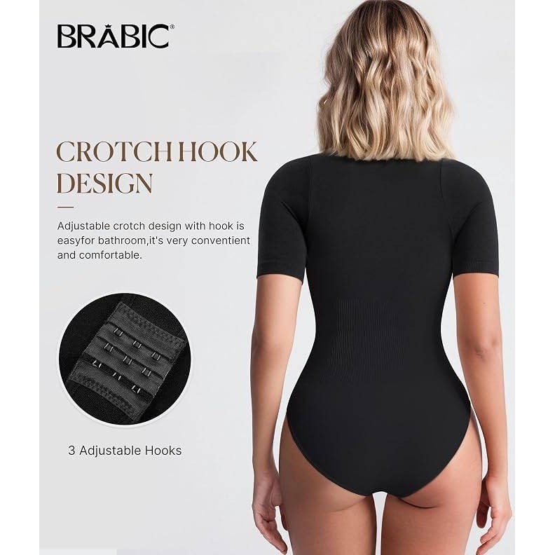 MSRP $26 BRABIC Women's M Black Bodysuit Shapewear Tummy Control Seamless Body