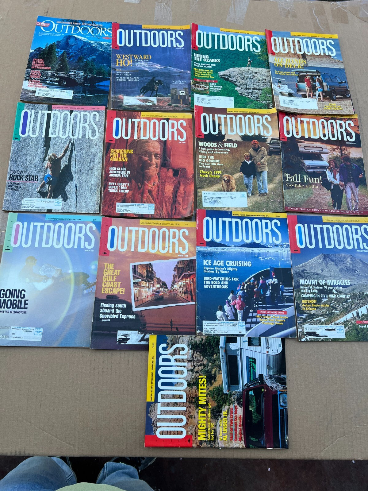 Lot of 13 Chevy Outdoors Magazine 1987-1992 Boating Fishing Adventures