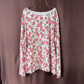Lands' End Women's M-1X LONG Long Sleeve Rash Guard Swim Tee White Multi Paisley