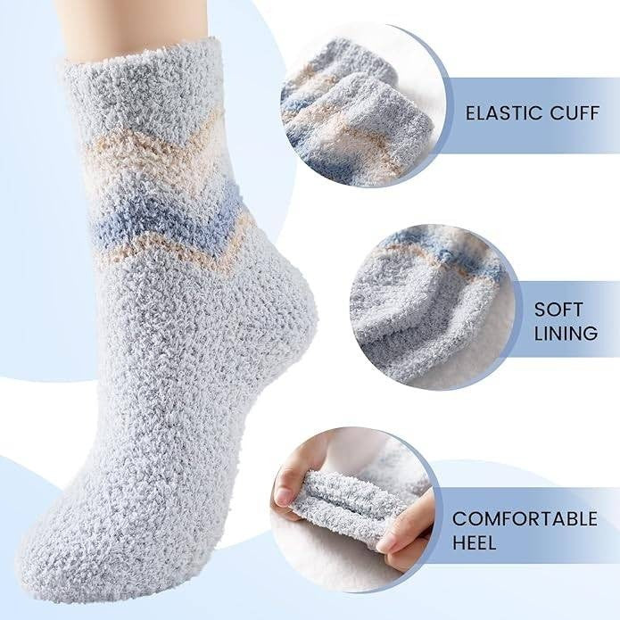 Premillow 5 Pairs Women's Fuzzy Socks Winter Fluffy Cozy Socks with Coral Fleece