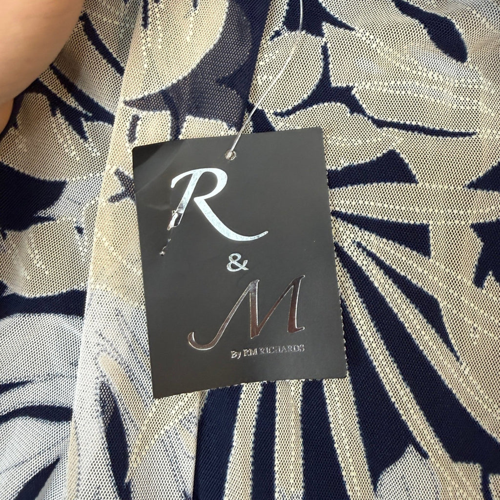 NWT R & M Richards Two Piece Womens 18 Navy Leaf Jacket Dress