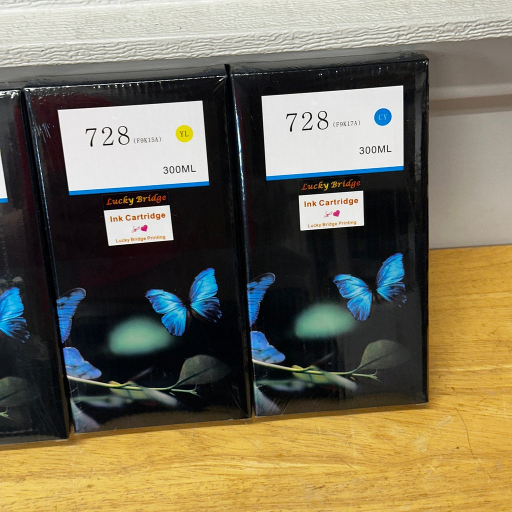 Set of 4 Lucky Bridge 728 300ml Ink Cartridges for HP DesignJet T730 T830 3WX30A