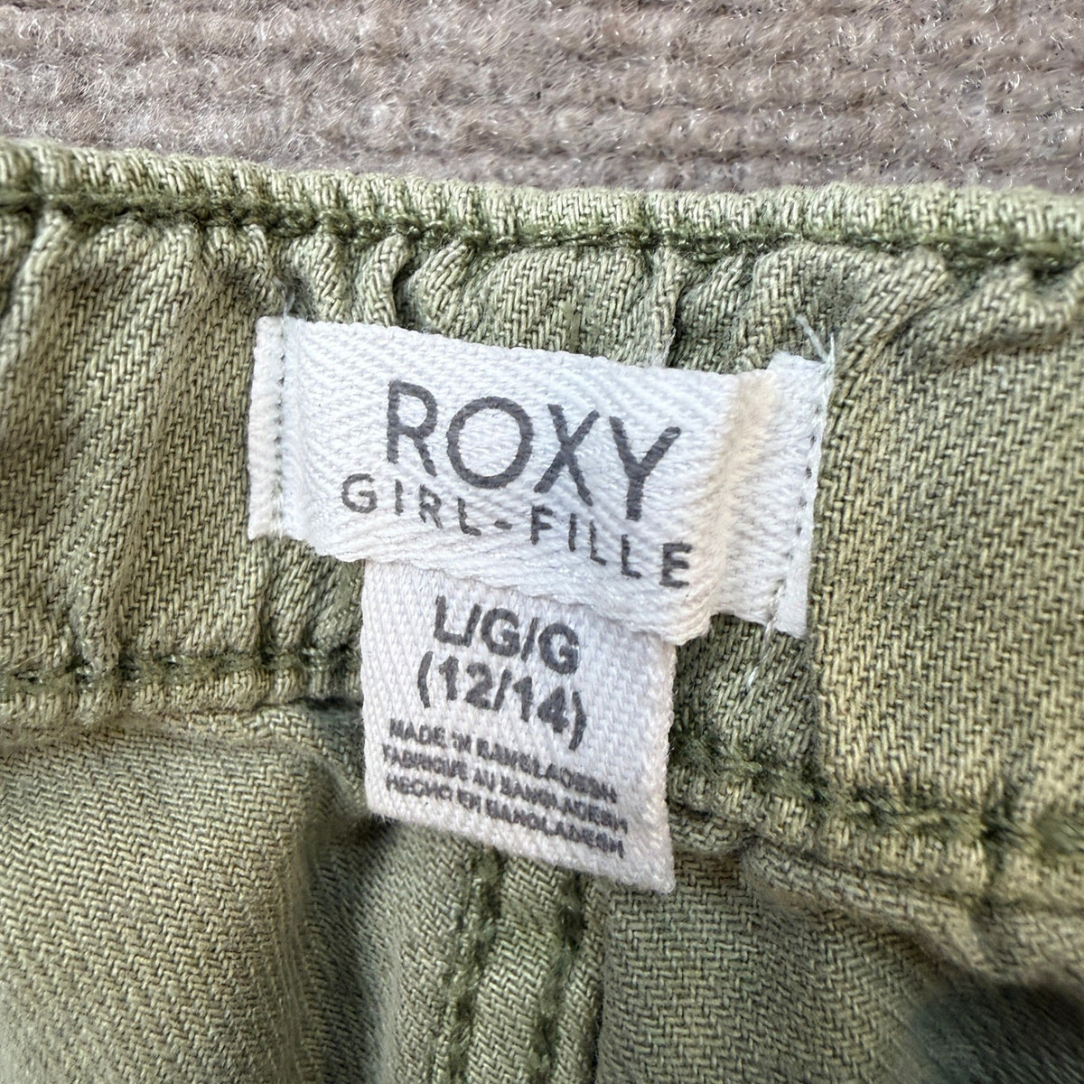 MSRP $46 Roxy Big Kid Girls L 12/14 Oil Green Wide Leg Cargo Pants