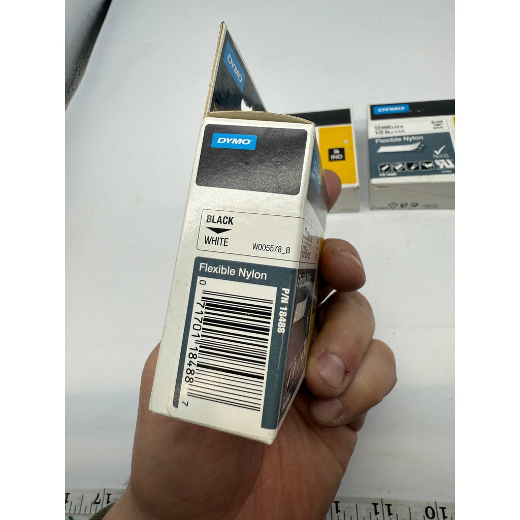 Lot of 3 DYMO Rhino Flexible Nylon Industrial Label Tape 1/2" x 11 1/2 ft White/