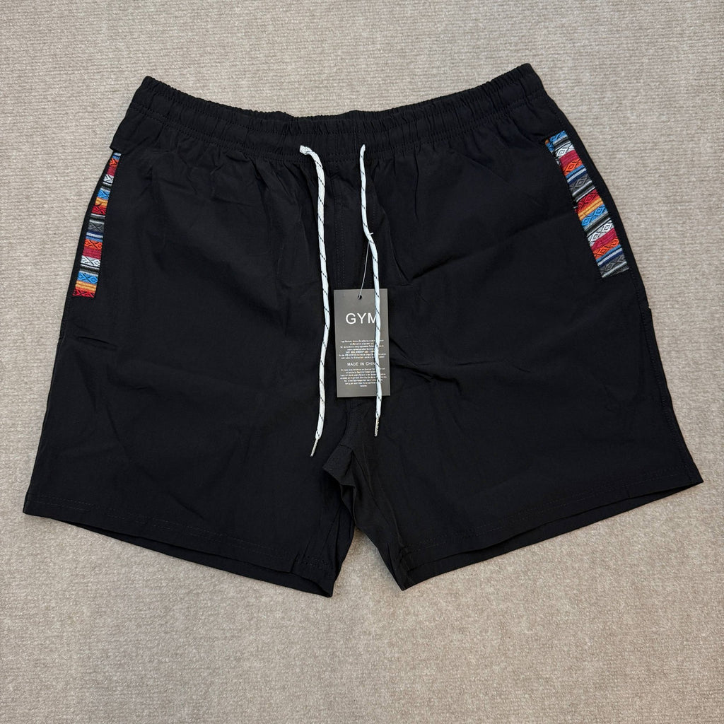 NWT GYM Men's Black S-XL Casual Shorts Drawstring Summer Beach Stretch Twill Gol