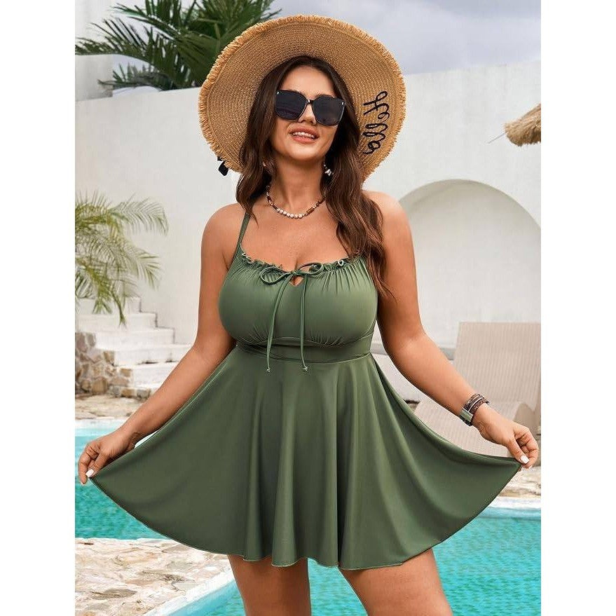 MSRP $38 SCOMCHIC Women's 4XL Swim Dress One Piece Swimsuit Tummy Control