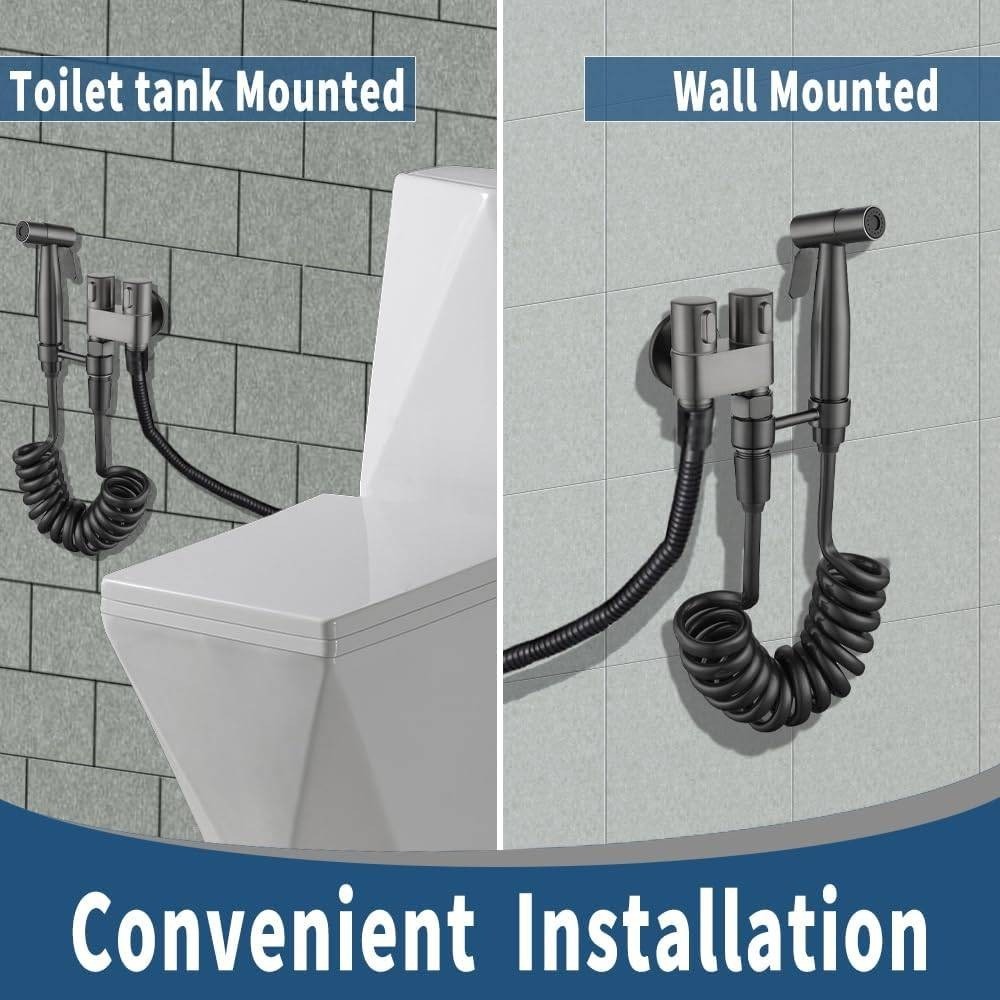 Handheld Bidet Sprayer Kit for Toilet, Stainless Steel Muslim Shattaf, T-Valve