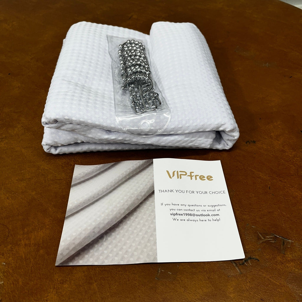 Vipfree 3 in 1 Shower Curtain Set White 72" x 72" (3 Panels), Waffle Shower