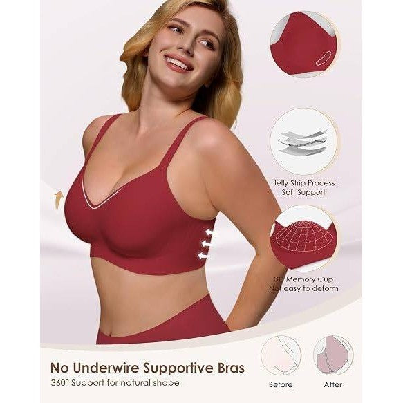 MSRP $36 As Fairy Women's 32DD Wine Red Soft Comfortable No Underwire Bra V Nec
