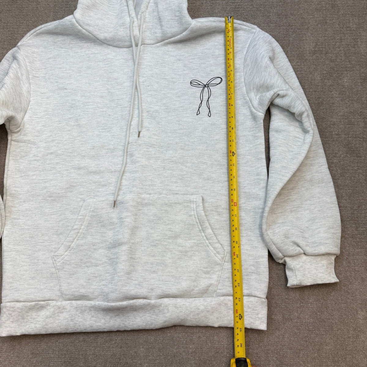 MSRP $43 SweatyRocks Women's M Grey Y2k Bow Graphic Long Sleeve Hoodies Faith