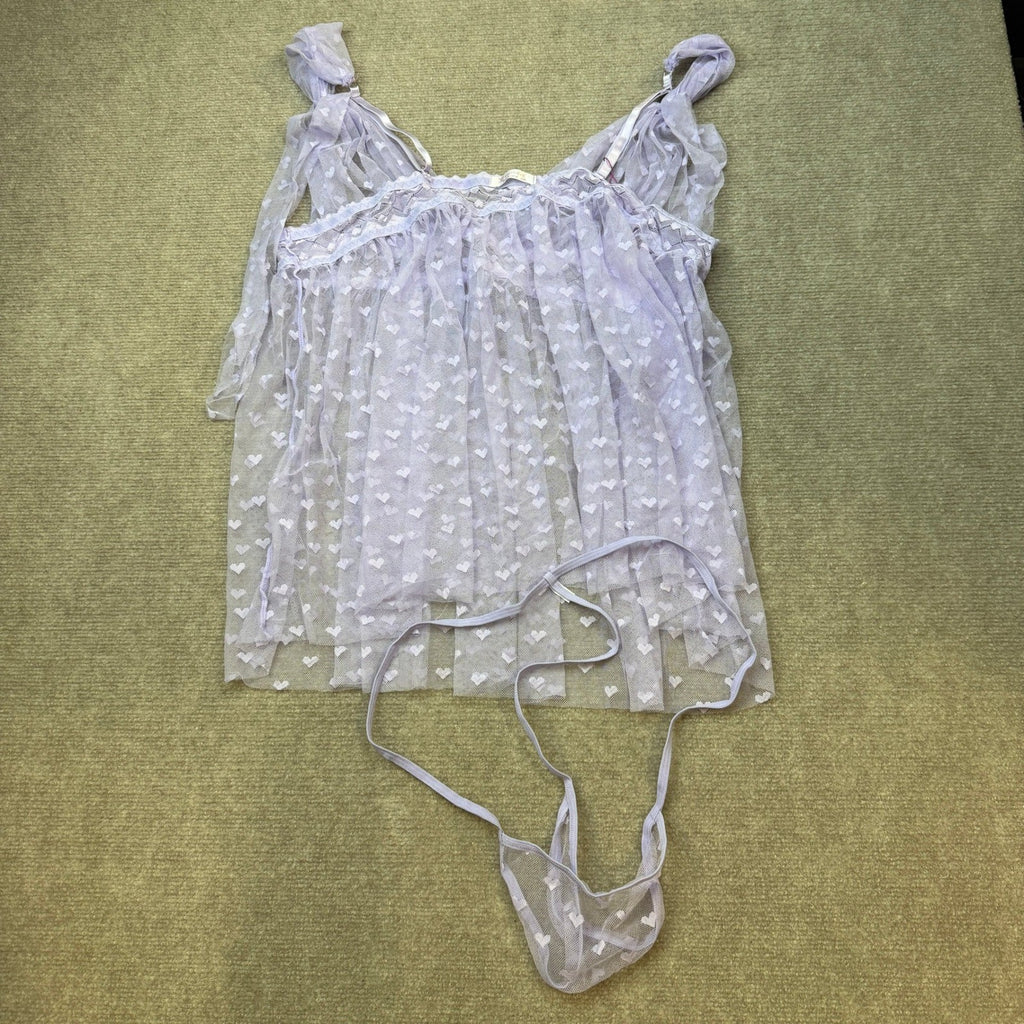 MSRP $26 Avidlove Women's Plus Size 20W Lilac Lingeire Lace Babydoll Mesh