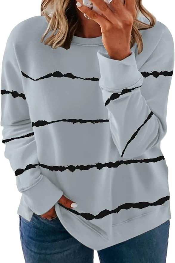 ROSRISS Women's Plus-Size 14W-28W Long Sleeve Sweatshirt Crewneck Top Pullover T
