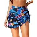 MSRP $26 Pinup Fashion Women's L Blue Floral High Waisted Swim Skirt Draw