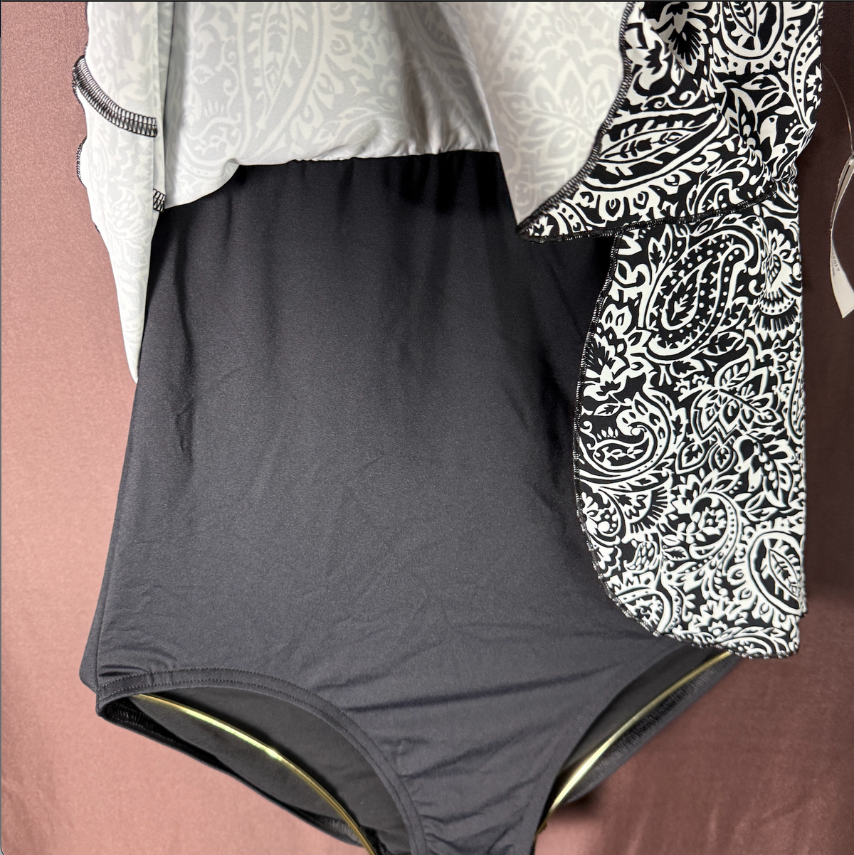Lands' End Women's XS, XS-S LONG Flutter Fauxkini One Piece Swimsuit Chlorine Re