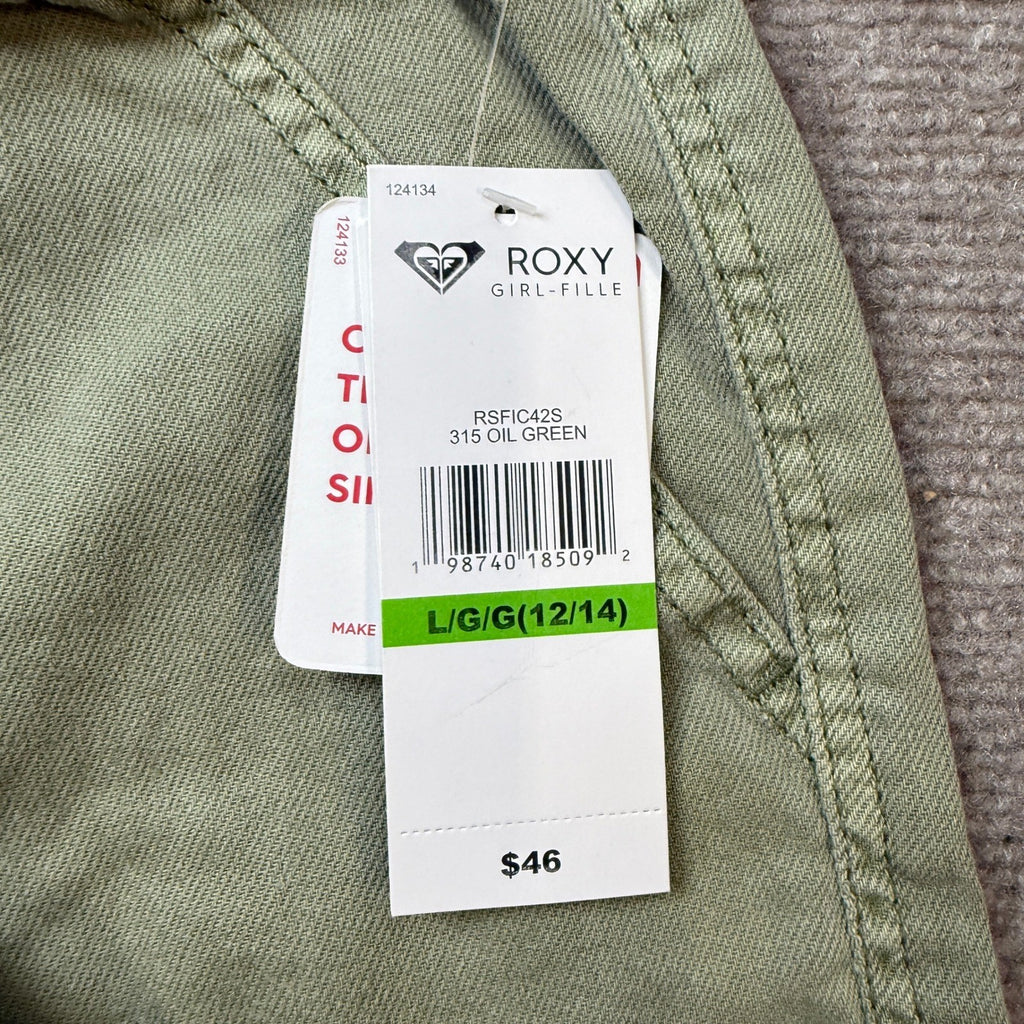 MSRP $46 Roxy Big Kid Girls L 12/14 Oil Green Wide Leg Cargo Pants