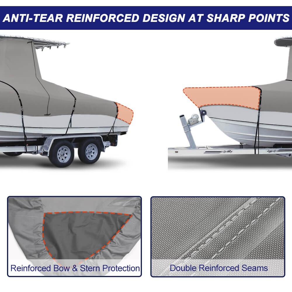 Zenicham Grey 900D Marine Grade Fade and Tear Resistant Trailerable T-Top Heavy-