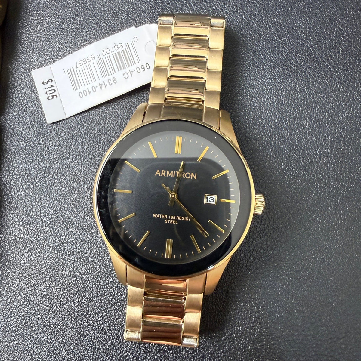 MSRP $105 Armitron Men's 20/5374GP Gold Tone Watch & Bracelet Set New Battery