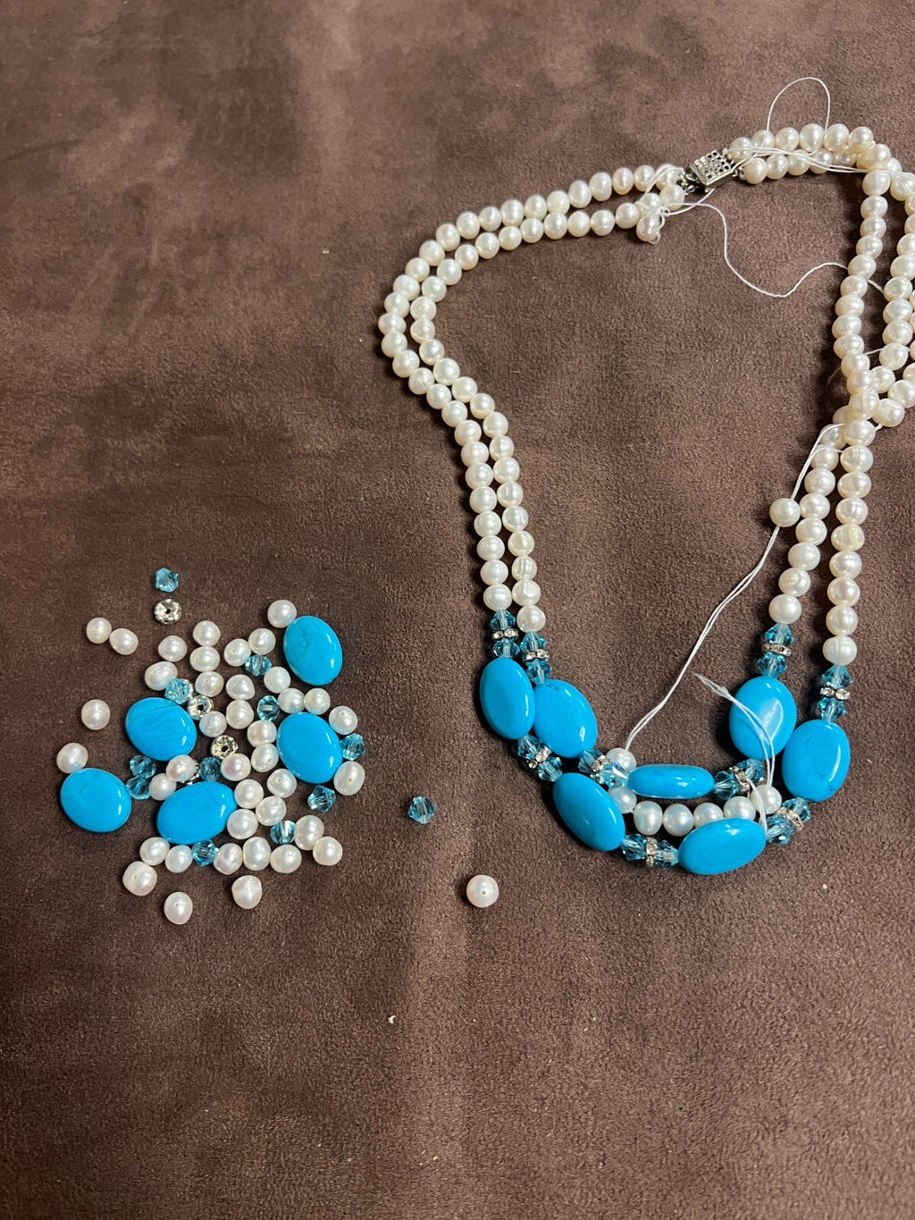 Lot of Turquoiseperl, Genuine Round Freshwater Cultured Pearl Necklaces