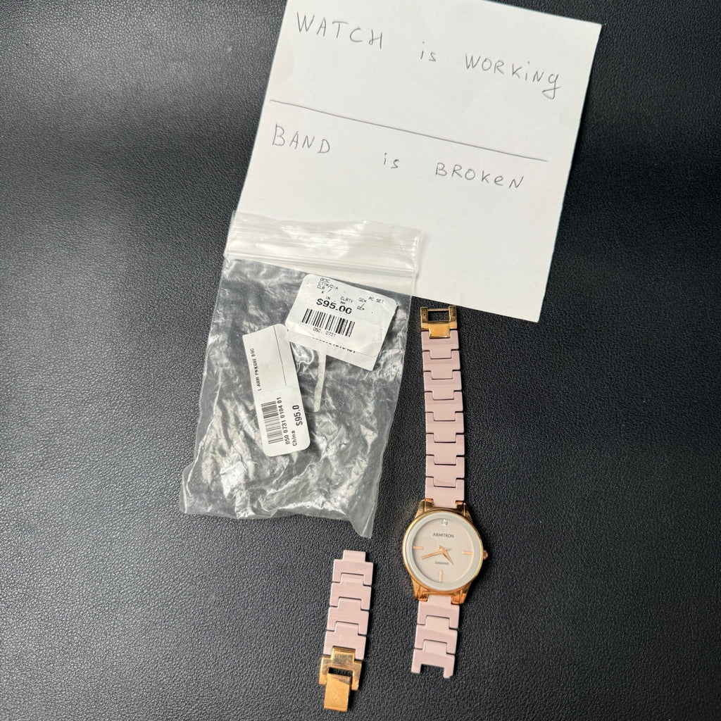 MSRP $95 Armitron 75/5348RG Women's Rose Gold/Pink Watch BROKEN BAND New Batte