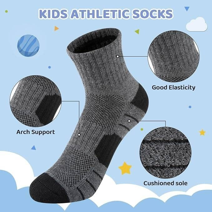 MSRP $18 Comfoex 12 Pairs Boys Socks Kids Cushioned Sport Short Quarter