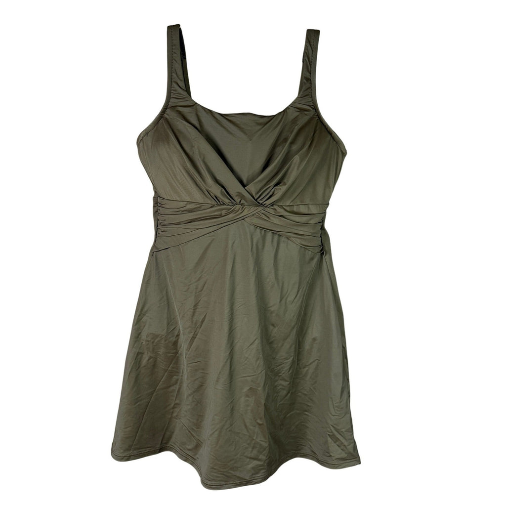 Lands' End Women's 8 Underwire Dresskini Swim Cover Up Dress Rich Coffee